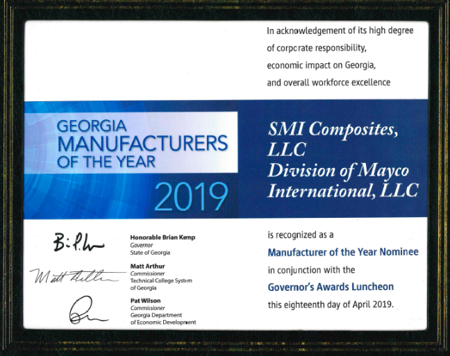 SMI Composites 入围佐治亚年度制造商奖